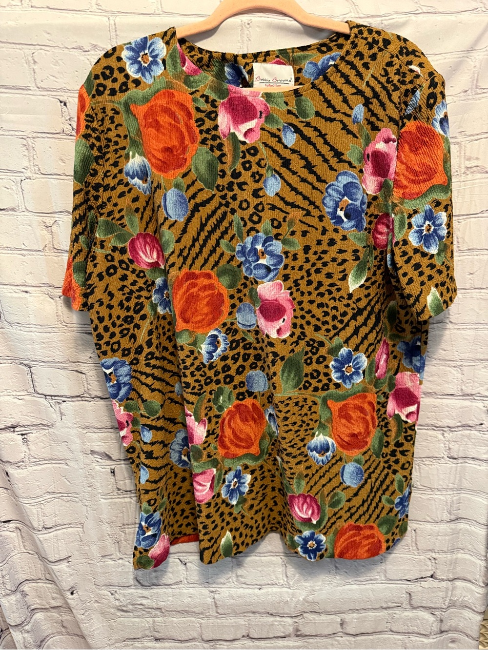 Bobbie Brooks Mustard Multi Floral & Animal Print Short Sleeve Tee